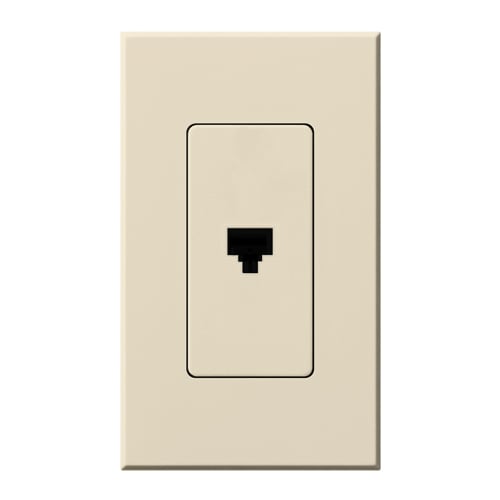 Nova T 8-conductor telephone jack, RJ11, single port in light almond
