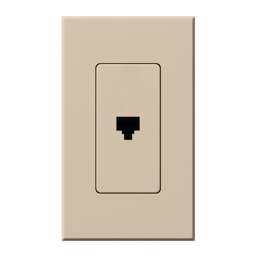 Nova T 8-conductor telephone jack, RJ11, single port in taupe