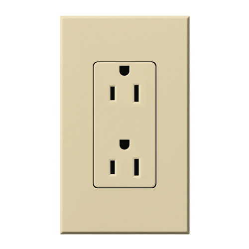 Duplex 15 A receptacle, 125V/15A in ivory