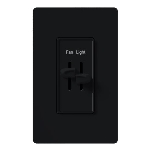 Skylark Fan/Light Control, Single-pole, quiet 3-speed and dimmer, 120V/300W light, 1.5A fan in black