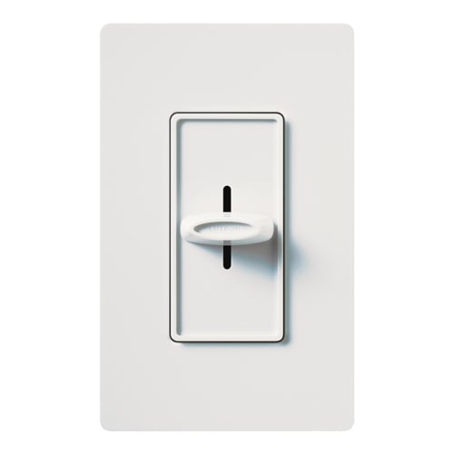 Skylark Slide-to-Off Dimmer, Incandescent/Halogen, Single-pole, 120V/600W, clamshell packaging in white