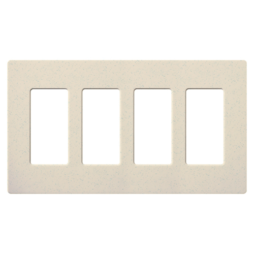 Claro Wallplate, Satin Finish, Four-gang in limestone
