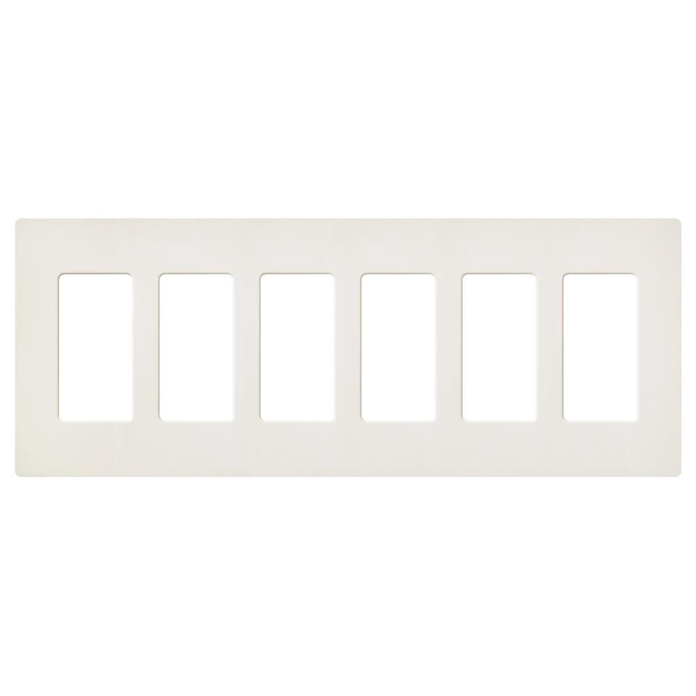 Claro Wallplate, Satin Finish, Six-gang in biscuit