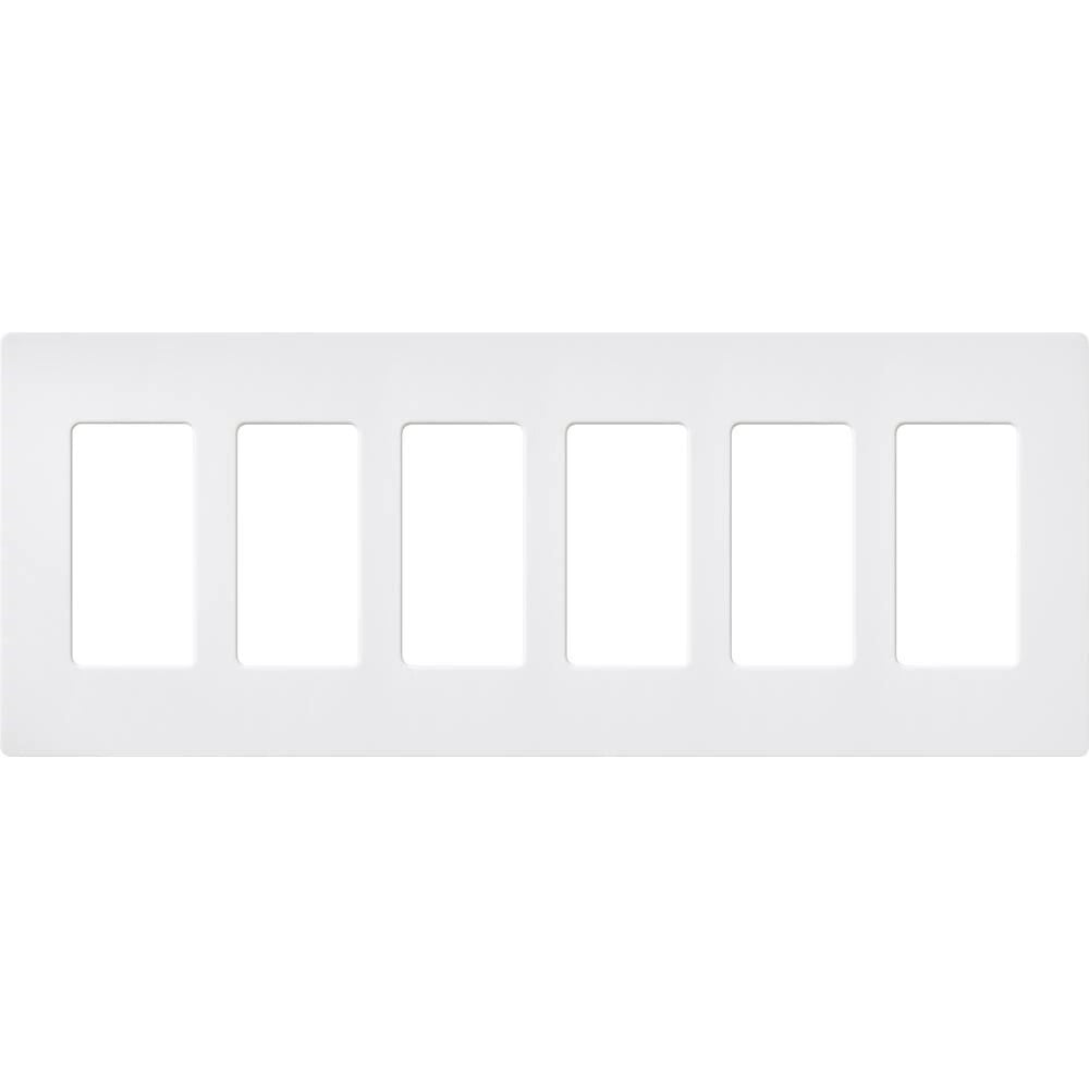 Claro Wallplate, Satin Finish, Six-gang in snow