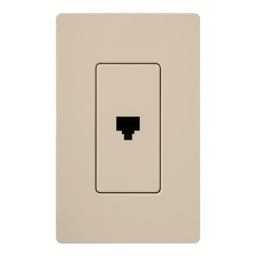 Claro, Satin, Single Telephone Jack in taupe