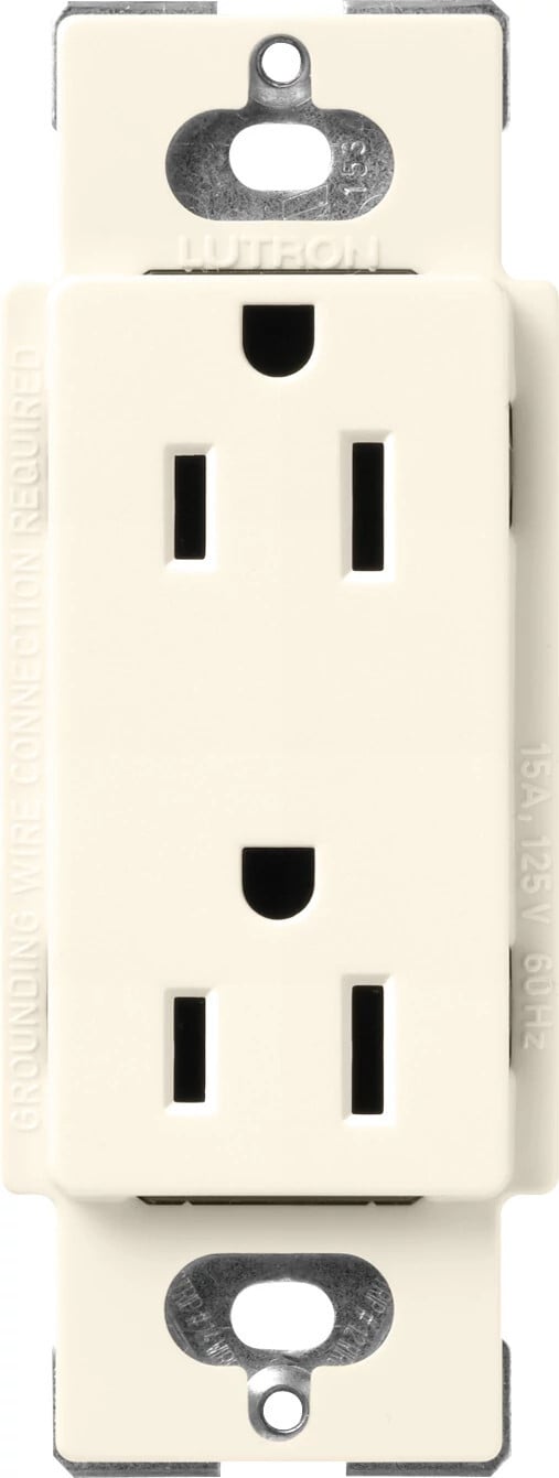 Lutron Claro 15 Amp Duplex Outlet, Biscuit