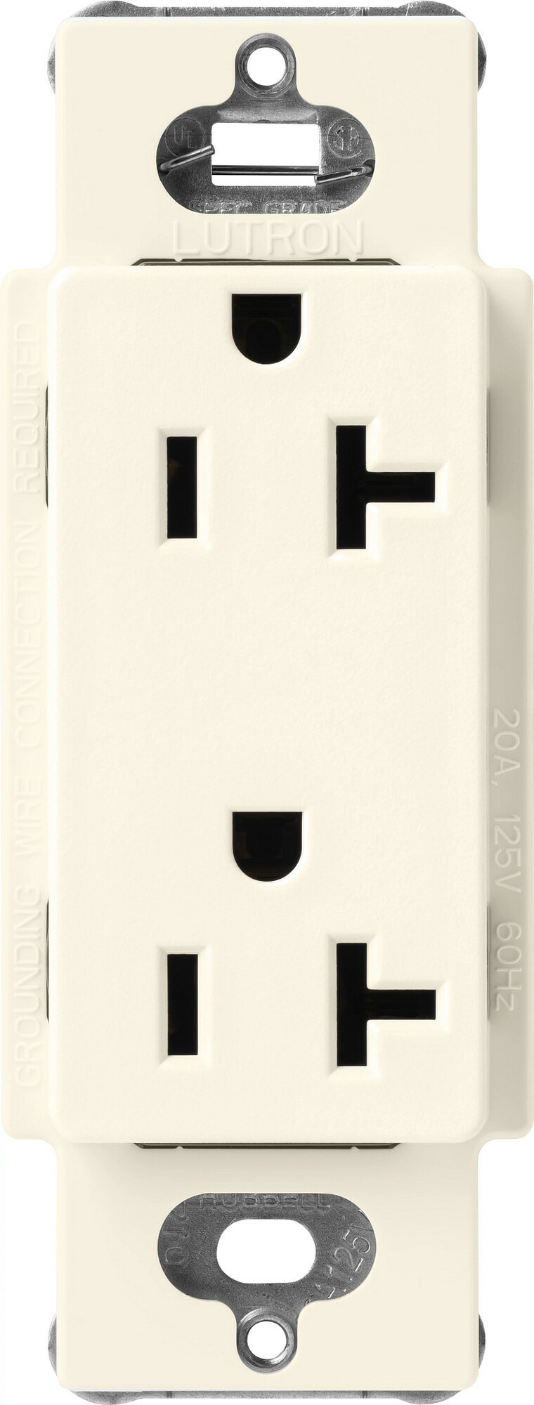 Lutron Claro 20 Amp Duplex Outlet, Biscuit