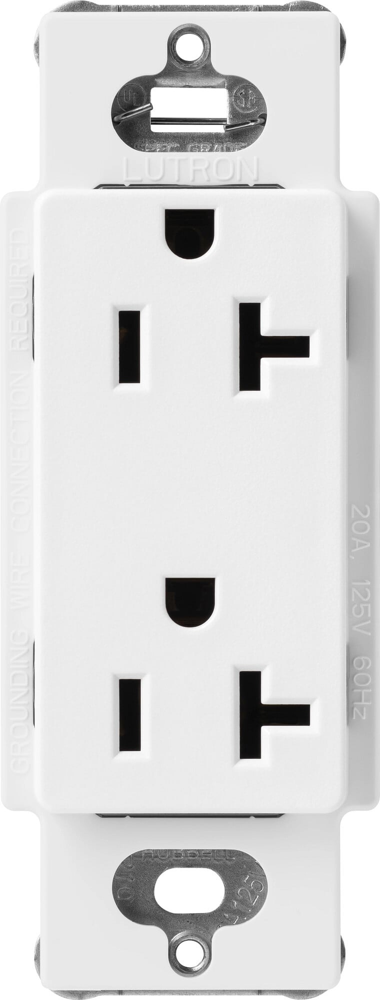 Lutron Claro 20 Amp Duplex Outlet, Snow