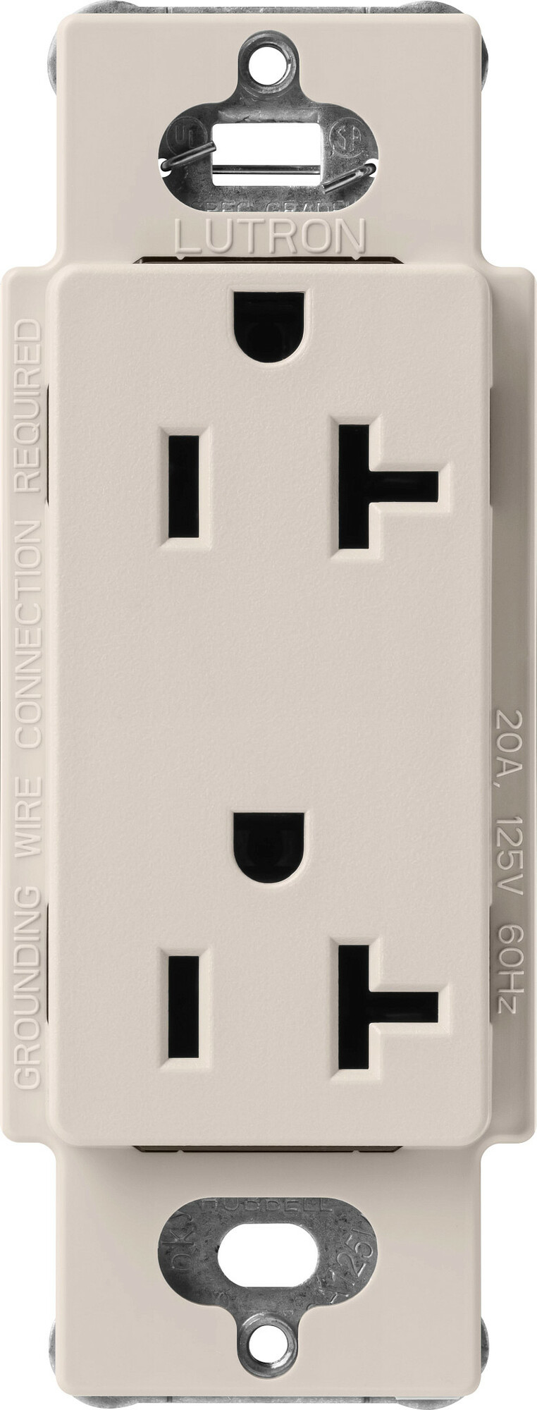 Lutron Claro 20 Amp Duplex Outlet, Taupe