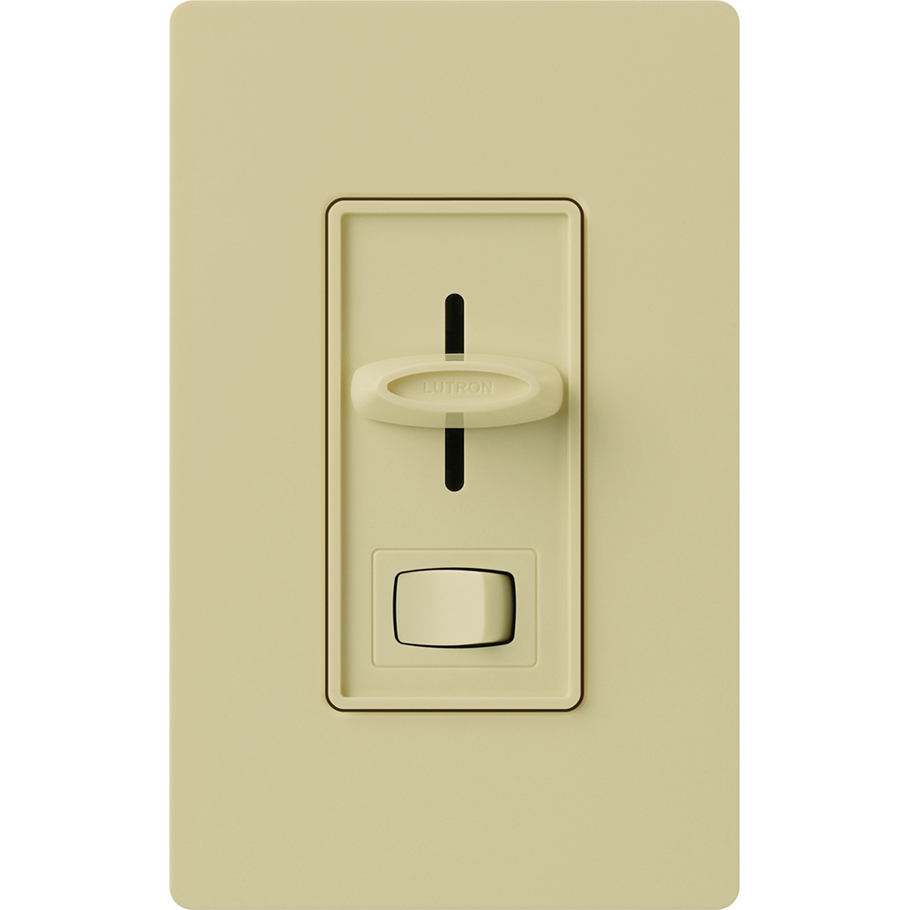 Skylark Dimmer with On/Off Switch, Fluorescent or LED Dimming with 3-Wire Ballasts and Drivers, 3-way, preset, 120V/8A in ivory