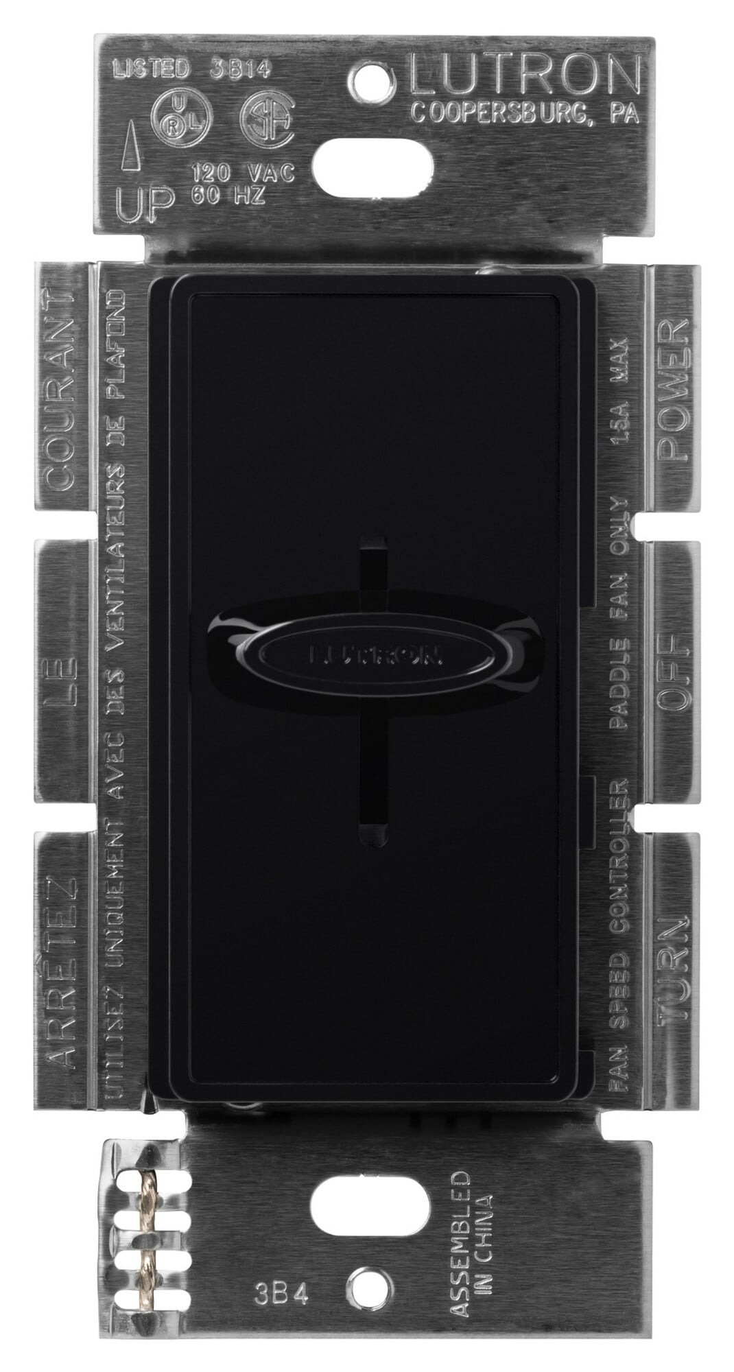 Skylark Fan-Speed Control, Single-pole, quiet 3-speed, 120V/1.5A in black