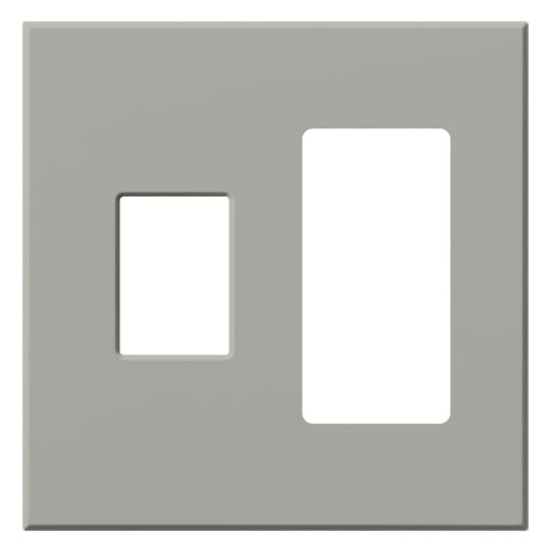 Multigang VWP Series Wallplate for Vareo, Nova T and GRAFIK Eye Wallstation, Two-gang for one dimmer or switch and one accessory in gray