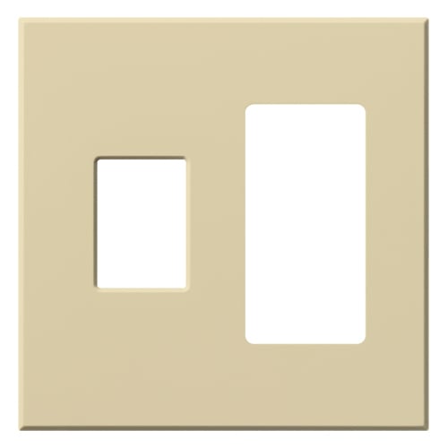 Multigang VWP Series Wallplate for Vareo, Nova T and GRAFIK Eye Wallstation, Two-gang for one dimmer or switch and one accessory in ivory