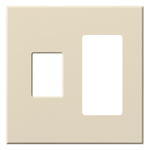 Multigang VWP Series Wallplate for Vareo, Nova T and GRAFIK Eye Wallstation, Two-gang for one dimmer or switch and one accessory in light almond