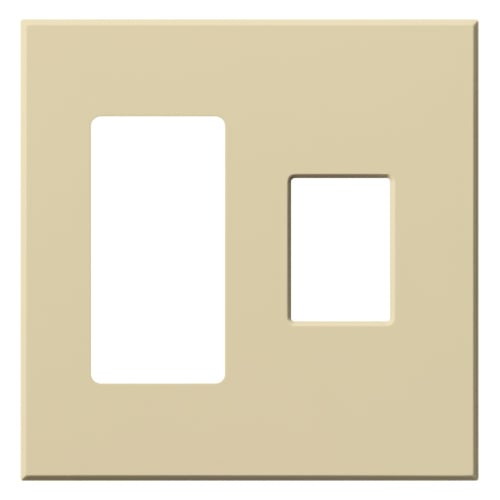 Multigang VWP Series Wallplate for Vareo, Nova T and GRAFIK Eye Wallstation, Two-gang for one accessory and one dimmer or switch in ivory