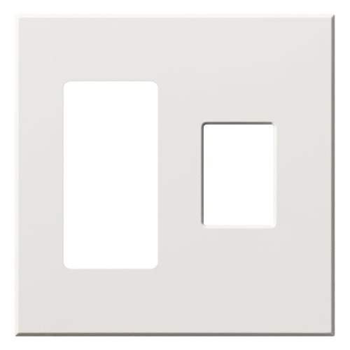 Multigang VWP Series Wallplate for Vareo, Nova T and GRAFIK Eye Wallstation, Two-gang for one accessory and one dimmer or switch in white