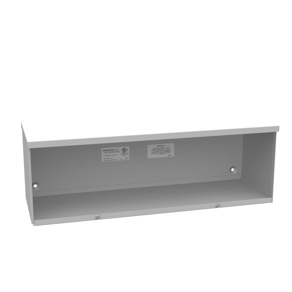 8x24x8 Screw Cover Wireway Type 3R UL Listed Steel No Knockouts ANSI 61 Gray Quad D Knockout for Lock