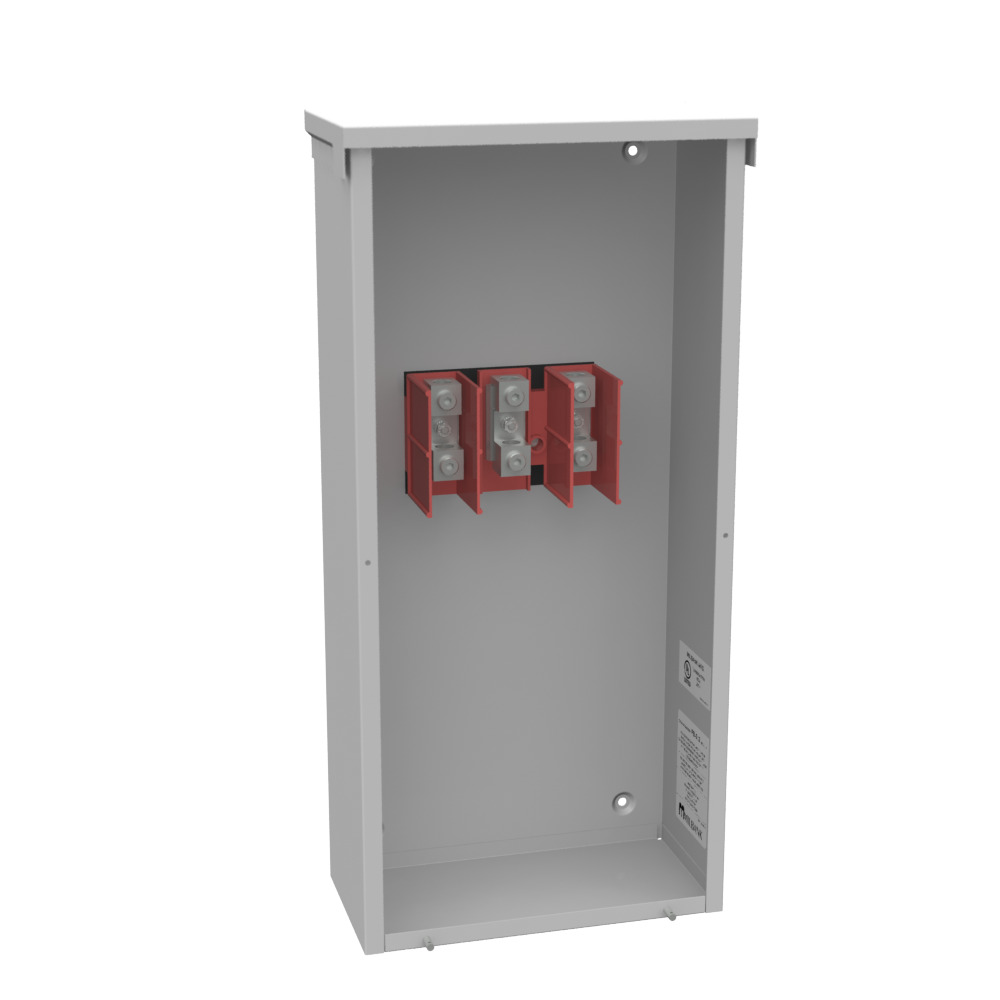 200 AMP 1 PH 600 VOLT 12IN-26IN-6IN PNTD STL LIFT OFF SCR FRONT 1 LUG PER LND - 6-250kcmil 1 LUG PER LND - 6-250kcmil 10K AIC