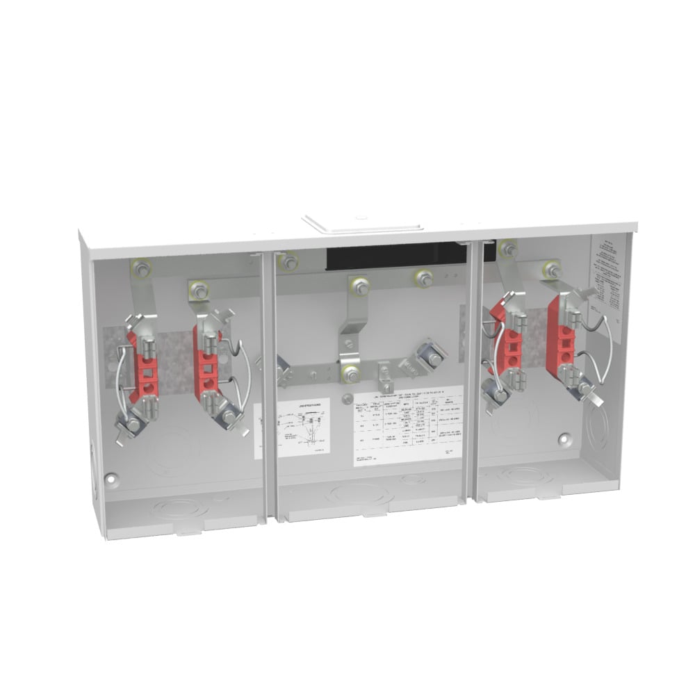 U1252-X-KK Meter Socket, 200 Amp, 1 Phase, Ringless, Horn, 4 Term, 2 Position, OH or UG with Center Wireway, 300V
