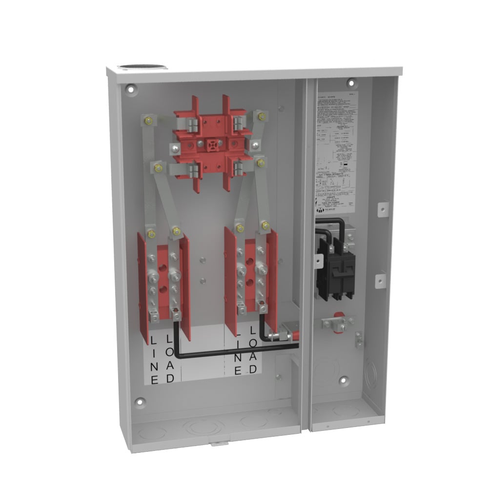 U214MTB Single Position Meter Socket with Main Breaker, 100 Amp, 1 Phase, Ringed, Link, 4 Term, OH, UG, 240V