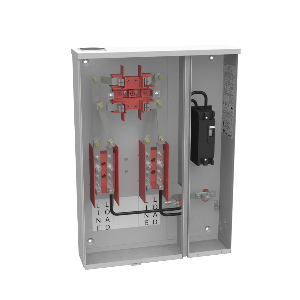 U214MTB-48 Single Position Meter Socket with Main Breaker, 100 Amp, 1 Phase, Ringed, Link, 4 Term, OH, UG, 480V