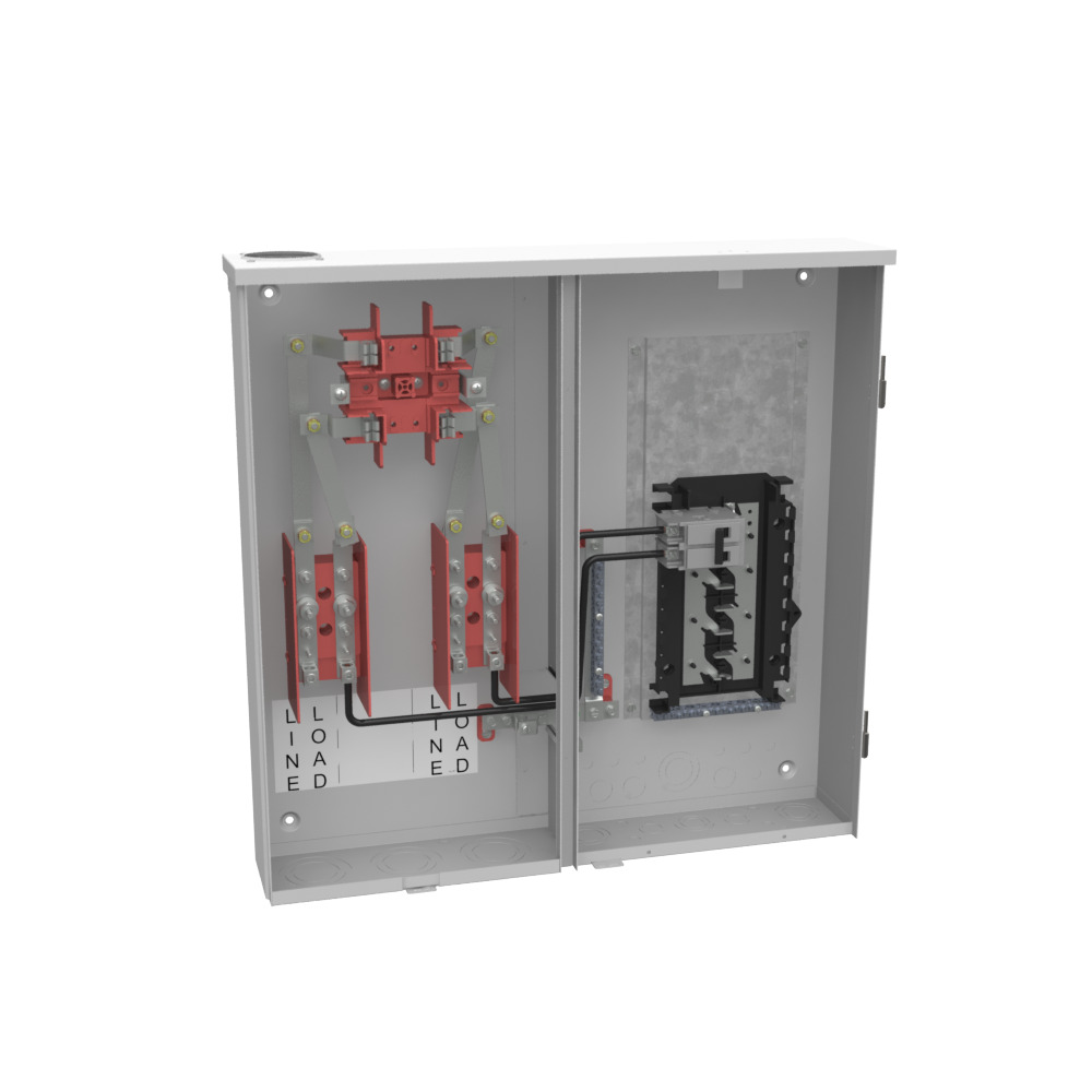 U214MTBL 4 Term, Ringed, Small Closing Plate, Link Bypass, 1-100 Amp, Main Breaker, 12 Branch Circuit