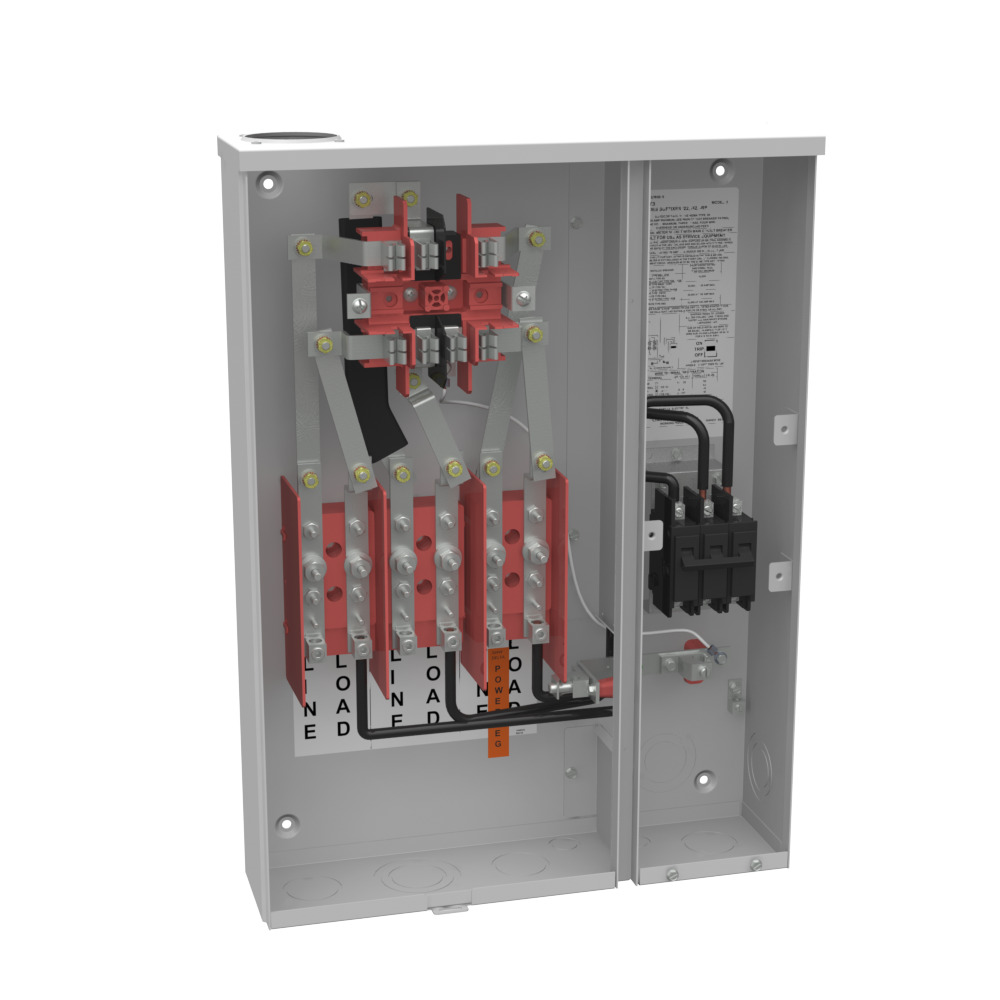 U217MTB Single Position Meter Socket with Main Breaker, 100 Amp, 3 Phase, Ringed, Link, 7 Term, OH, UG, 240V