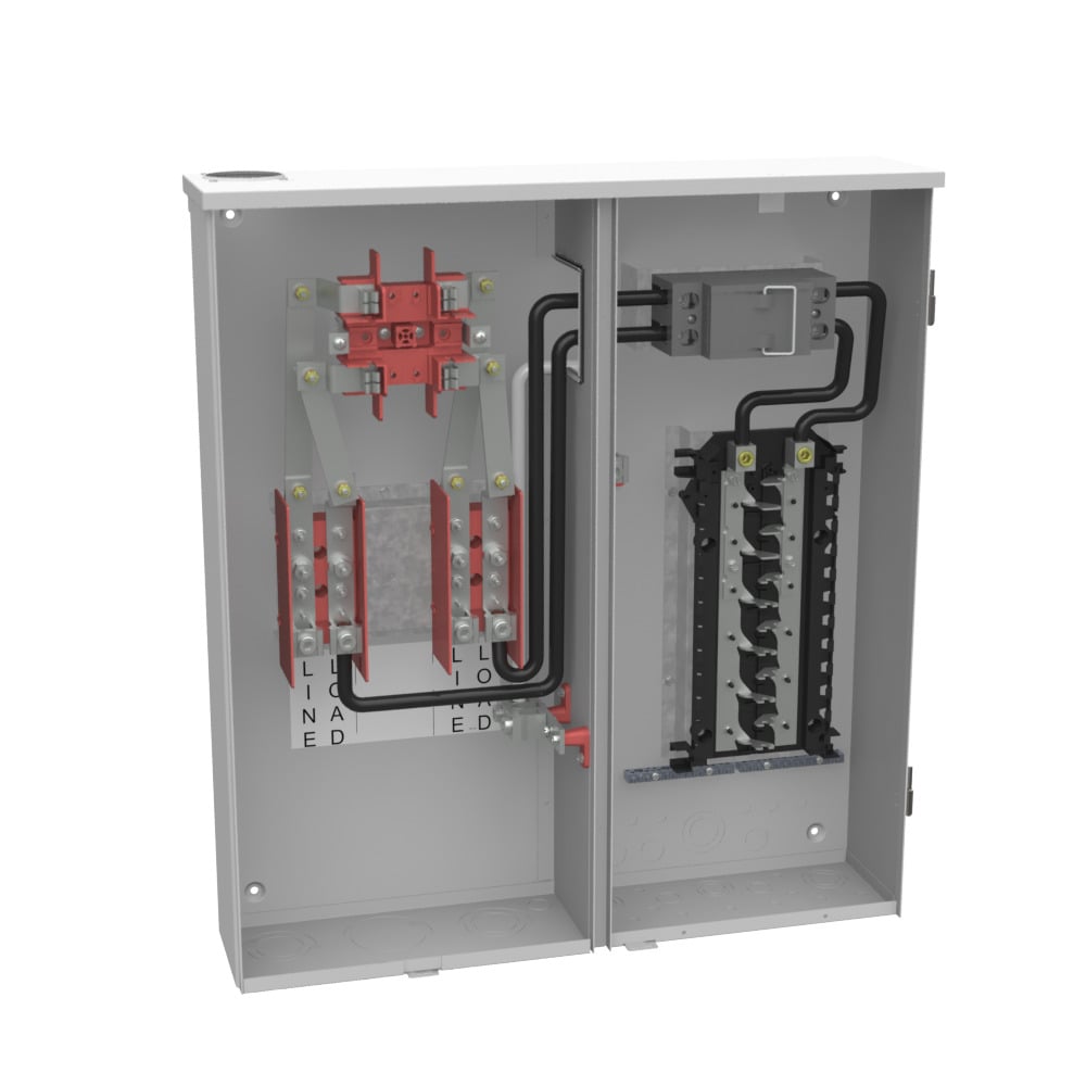 U224MTBPL 4 Term, Ringed, 2 Small Closing Plate, Link Bypass, 1-200 Amp, Main Pullout, 16 Branch Circuit