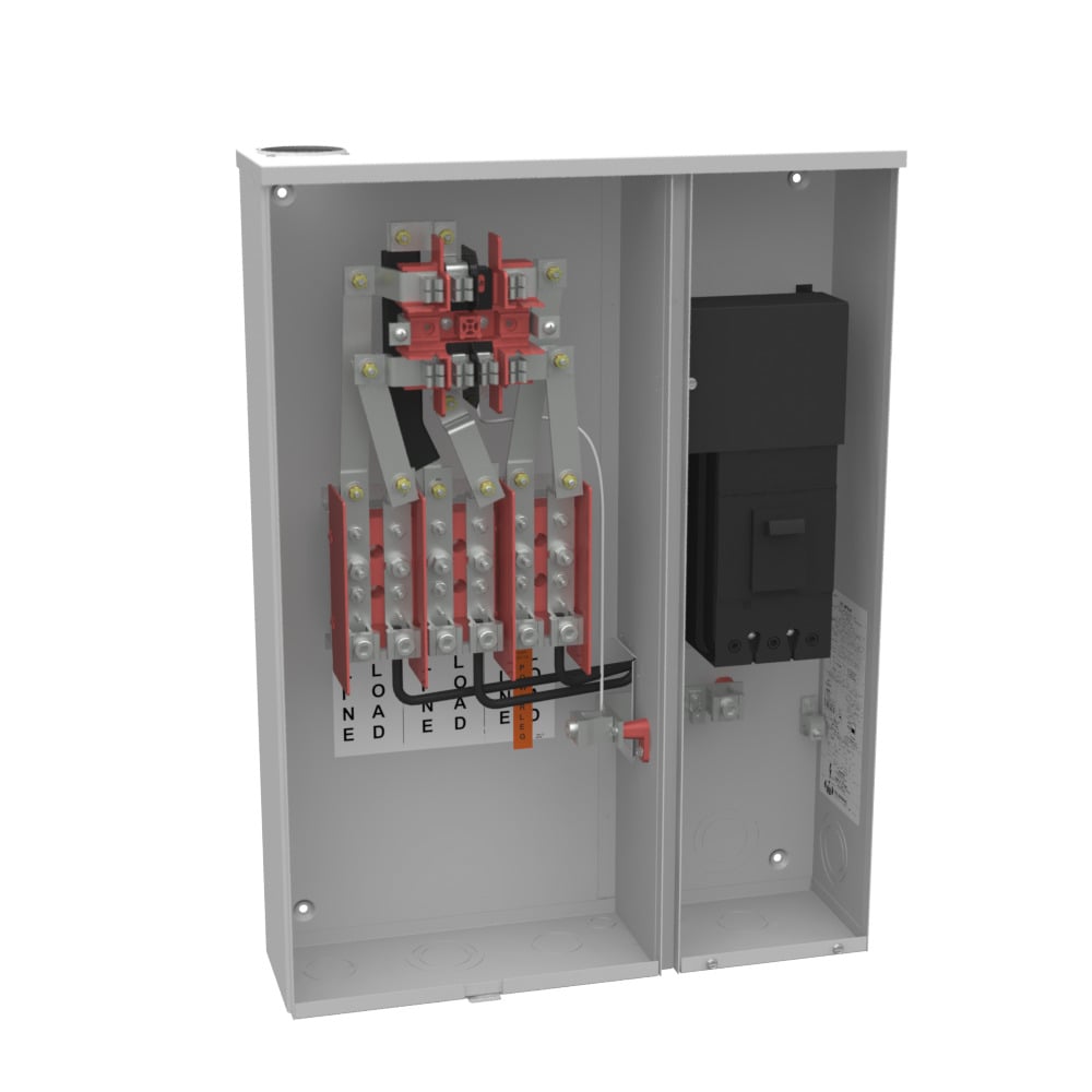 U227MTB-48 Single Position Meter Socket with Main Breaker, 200 Amp, 3 Phase, Ringed, Link, 7 Term, OH, UG, 480V