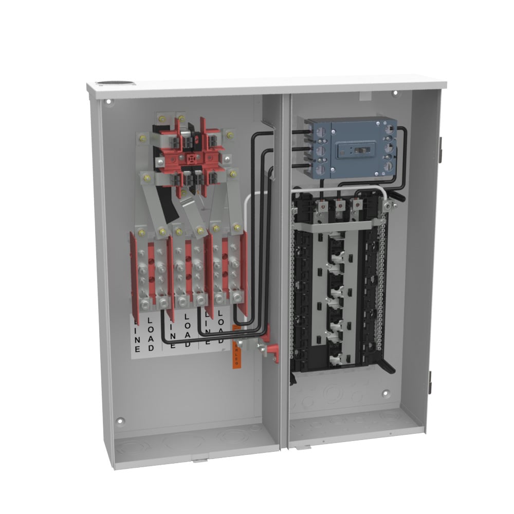 U227MTBL 7 Term, Ringed, Small Closing Plate, Link Bypass, 1-200 Amp, Main Breaker, 24 Branch Circuit
