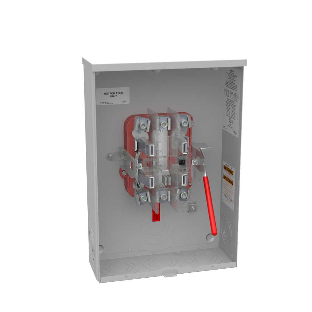 U9551-O Single Position Meter Socket, 200 Amp, 1 Phase, Ringless, Lever, 5 Term, UG, 600V