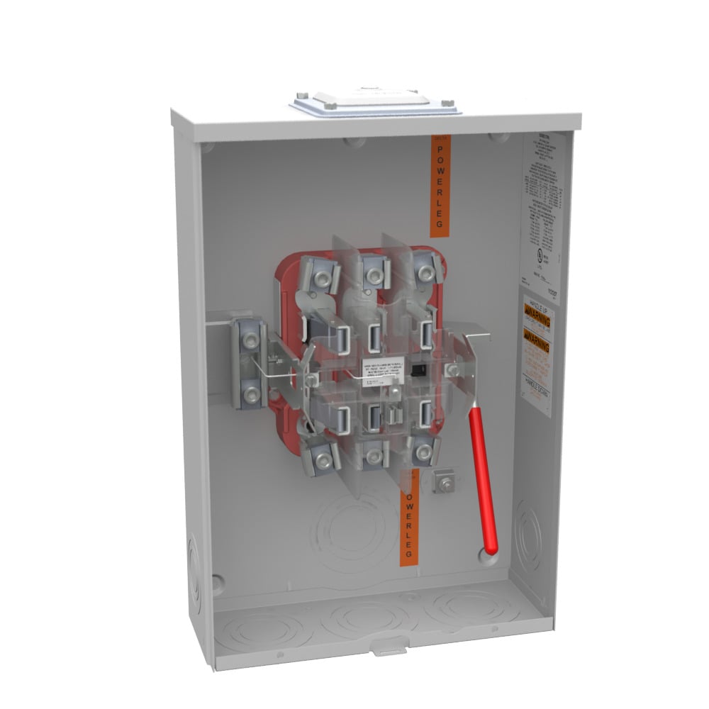 U9701-RXL Single Position Meter Socket, 200 Amp, 3 Phase, Ringless, Lever, 7 Term, OH, UG, 600V