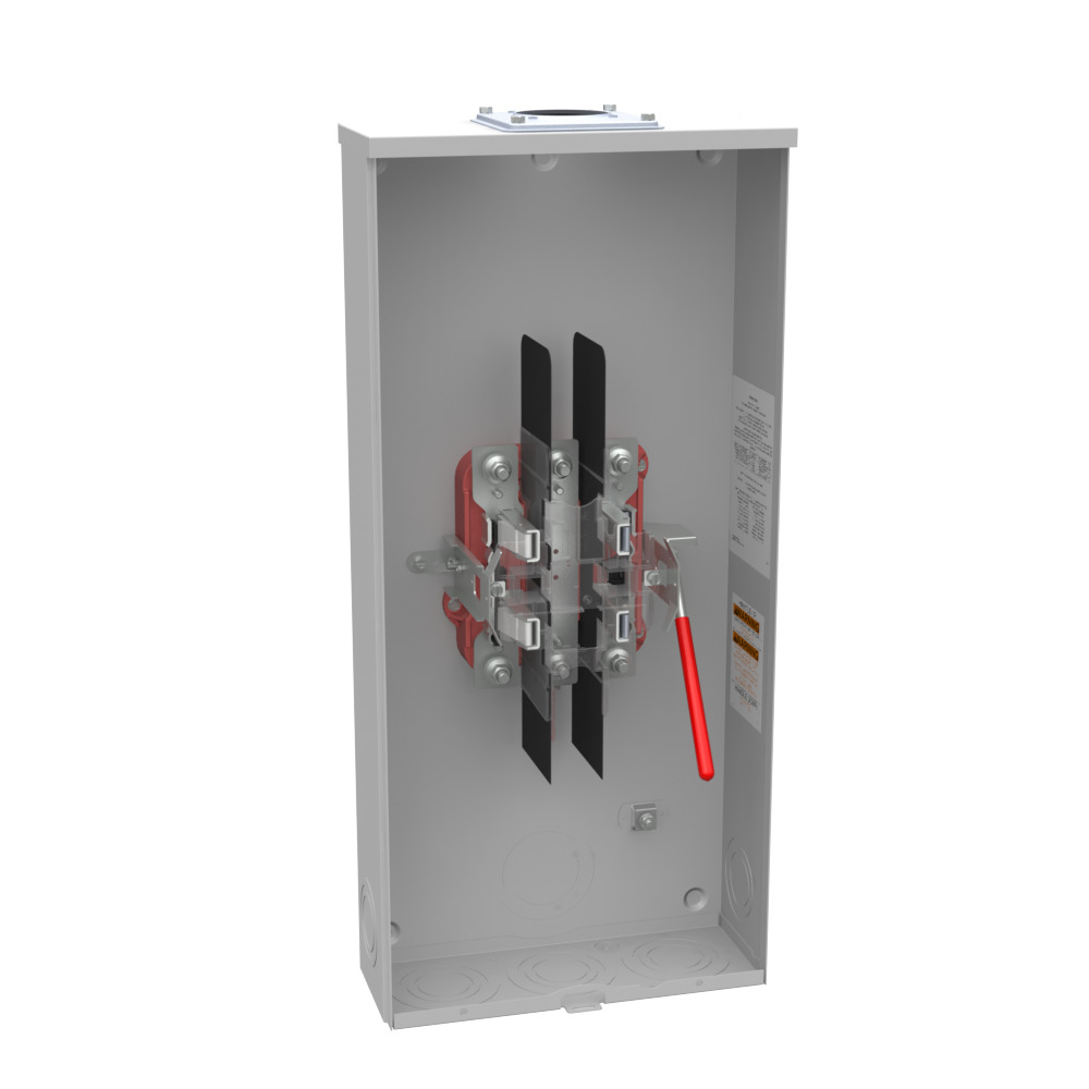 U9865-RRL Single Position Meter Socket, 200 Amp, 1 Phase, Ringless, Lever, 4 Term, OH, 600V