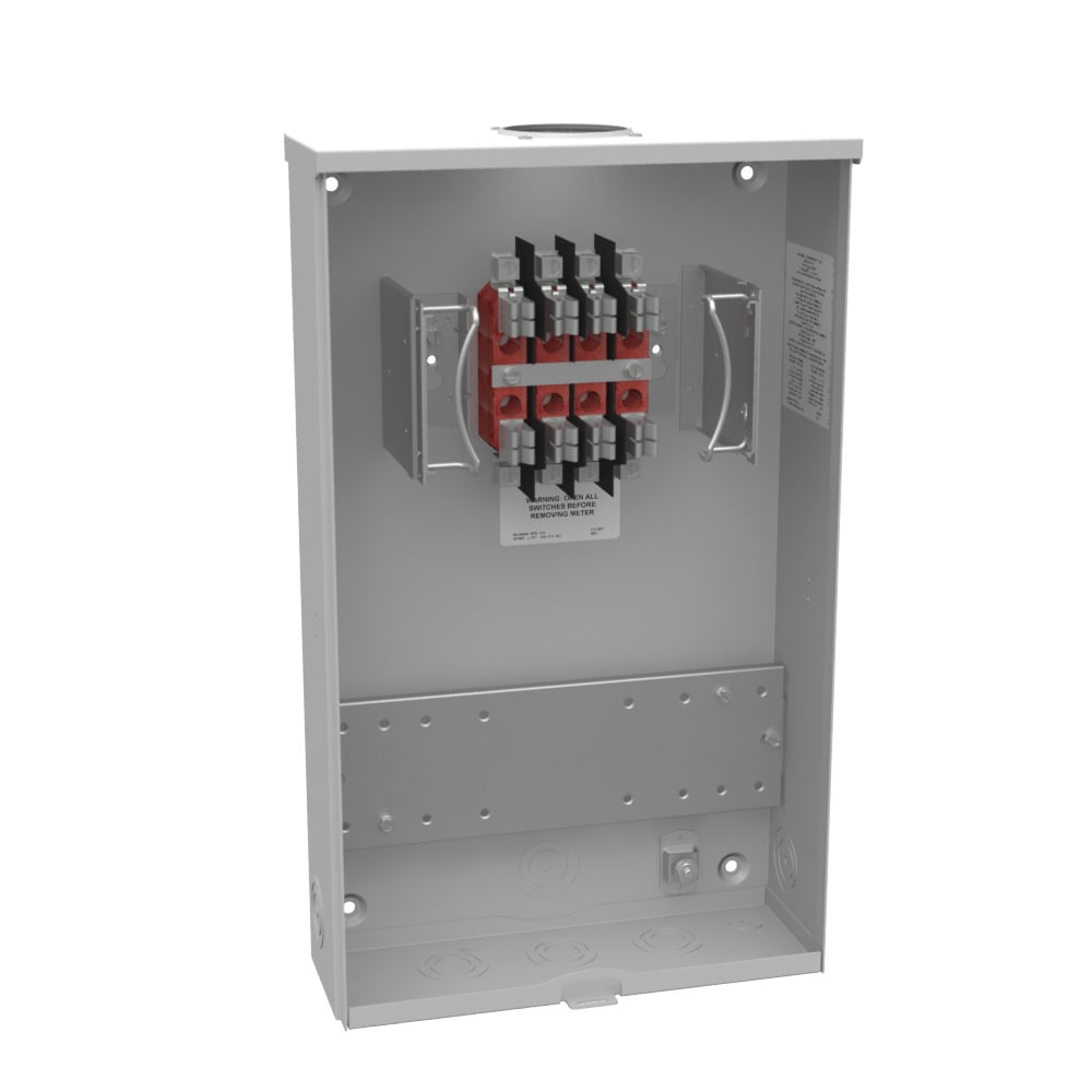 UC7444-RL Single Position Meter Socket, 20 Amp, 3 Phase, Ringless, No Bypass, 8 Term, OH, UG, 600V, Test Switch Provision