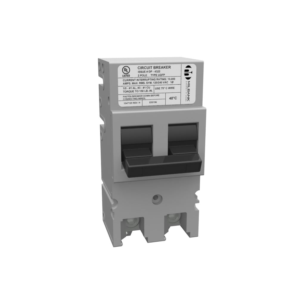 MILBANK 100 AMP 2 POLE 240 VOLT PLUG-IN 10K AIC THREADED TANG LOAD SIDE