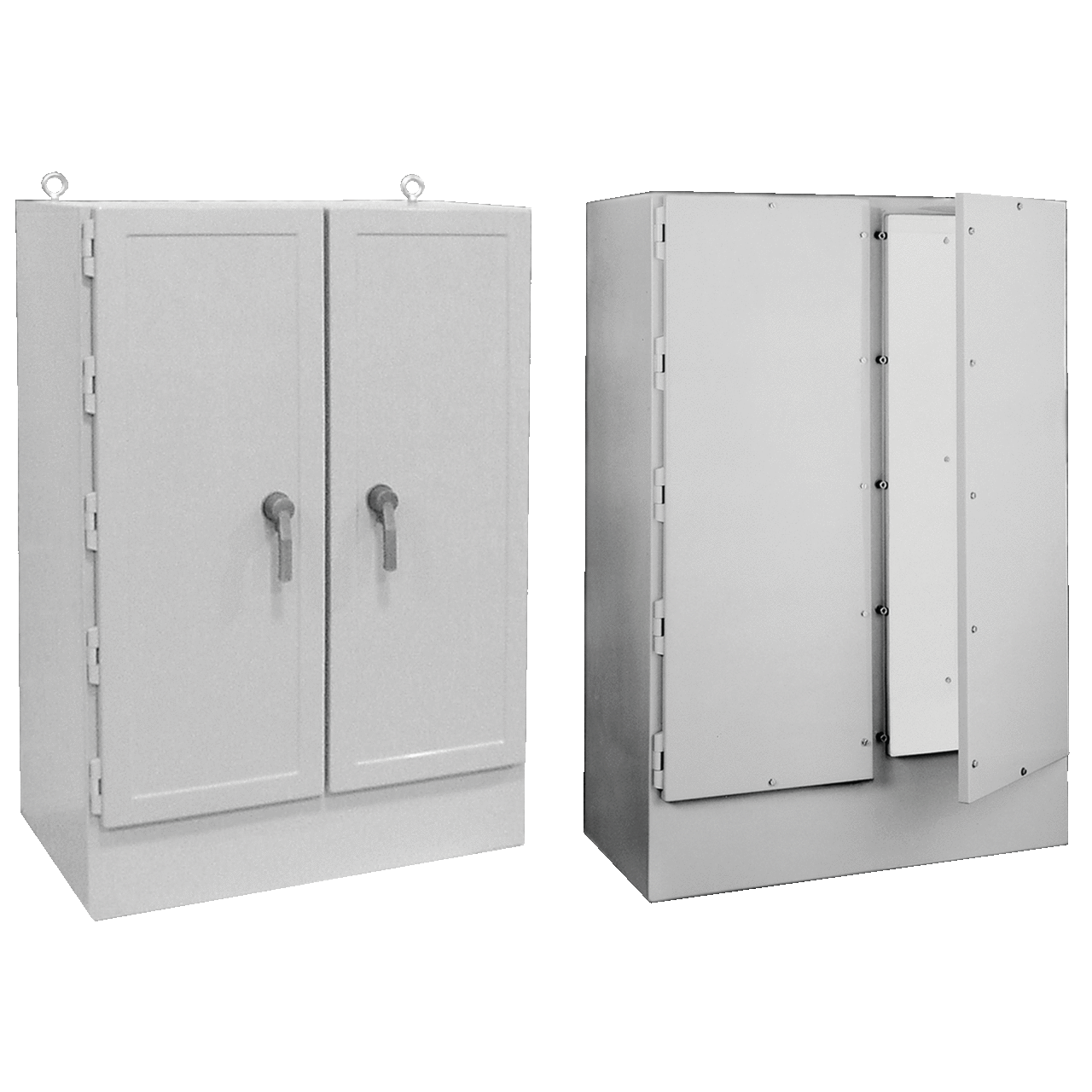 Two-Door Freestand 3-Point Latch Type 4X, 72x49x24.5, Gray, Fiberglass