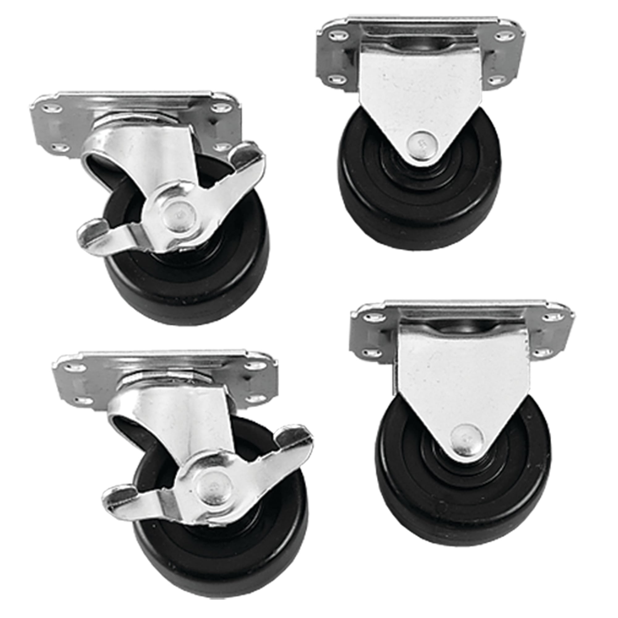Caster Kit Stationary, 3.00 Diameter x 3.72 Height, Plated, Steel
