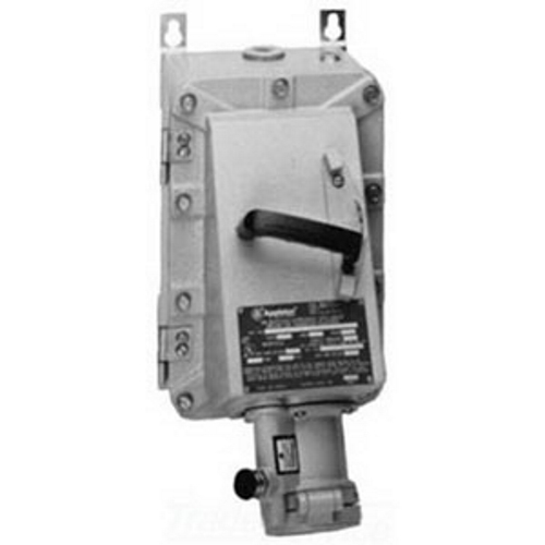 Explosion-Proof Dust Ignition-Proof Receptacle with EHD Circuit Breaker; 60 Amp Receptacle and Breaker, 600 Volt AC Receptacle, 480 Volt AC Breaker, 4-Pole Receptacle, 3-Pole Breaker, 3 Wire