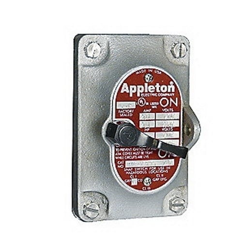 2-Pole Front Cover Switch Assembly, 120 - 277 VAC, 20 A, Malleable Iron