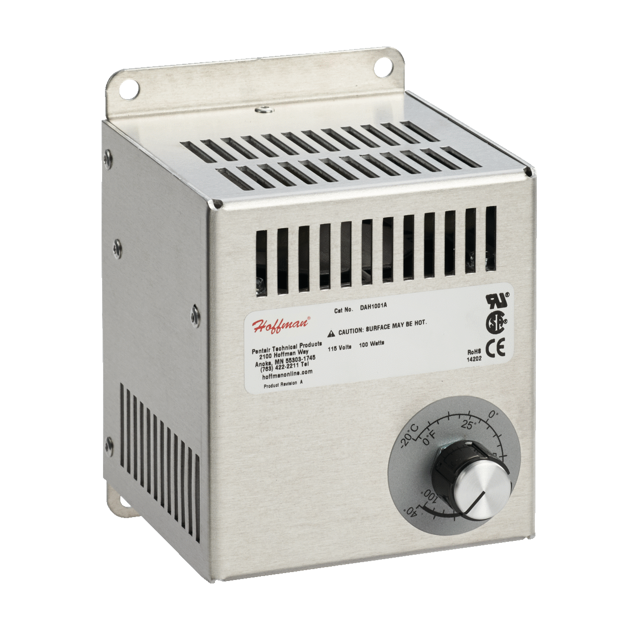 Electric Heater, 230VAC 200W, 5.50x4.00x4.00 inch, Brushed, Aluminum