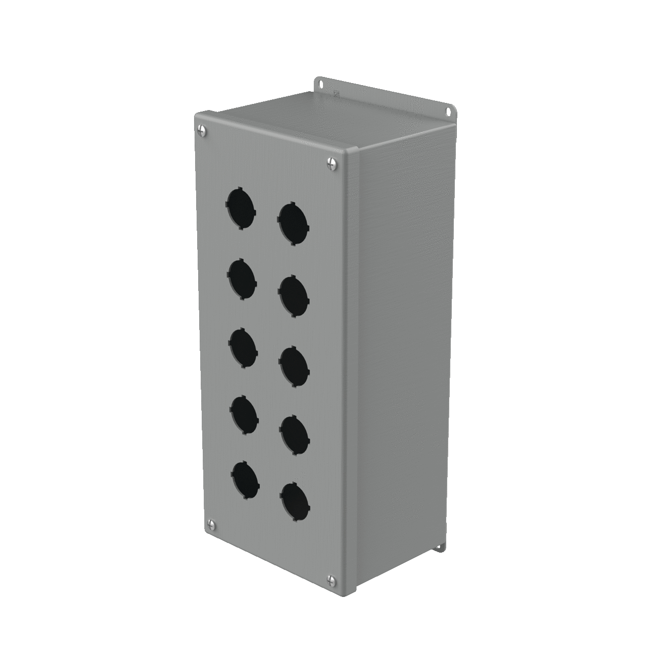 Extra-Deep Pushbutton Enclosure Type 12, 10PBx30.5mm, Gray, Steel