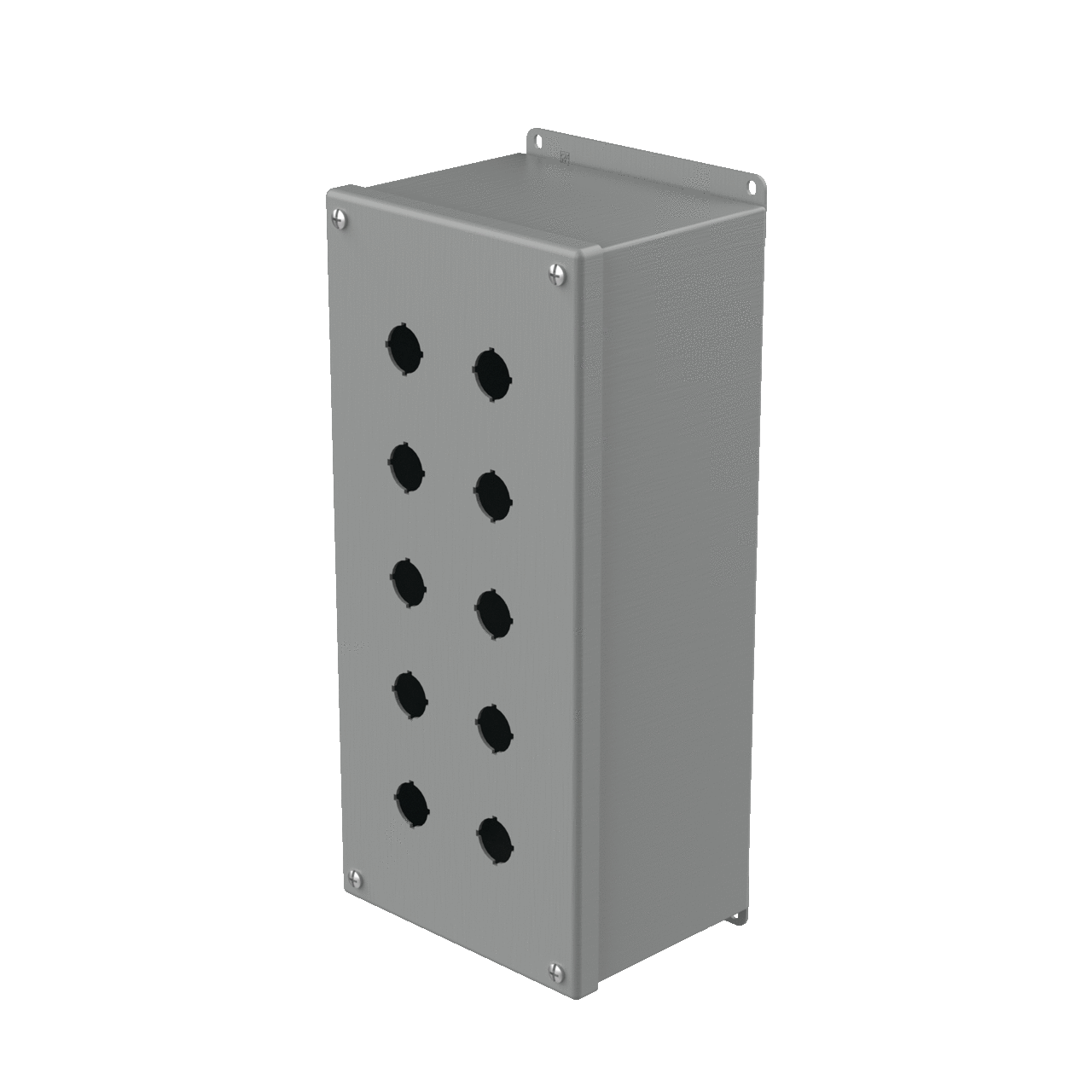 Extra-Deep Pushbutton Enclosure Type 12, 10PBx22.5mm, Gray, Steel