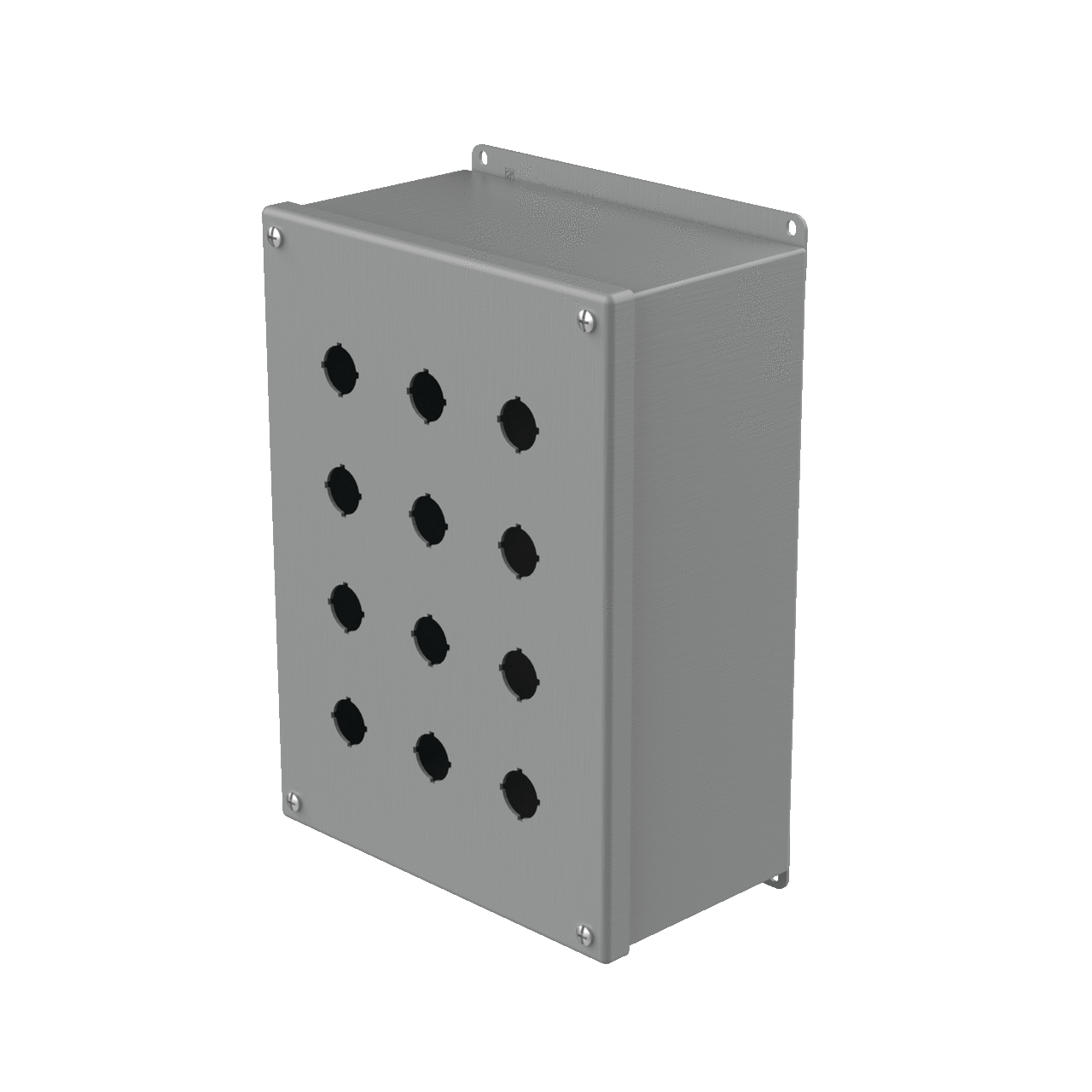 Extra-Deep Pushbutton Enclosure Type 12, 12PBx22.5mm, Gray, Steel