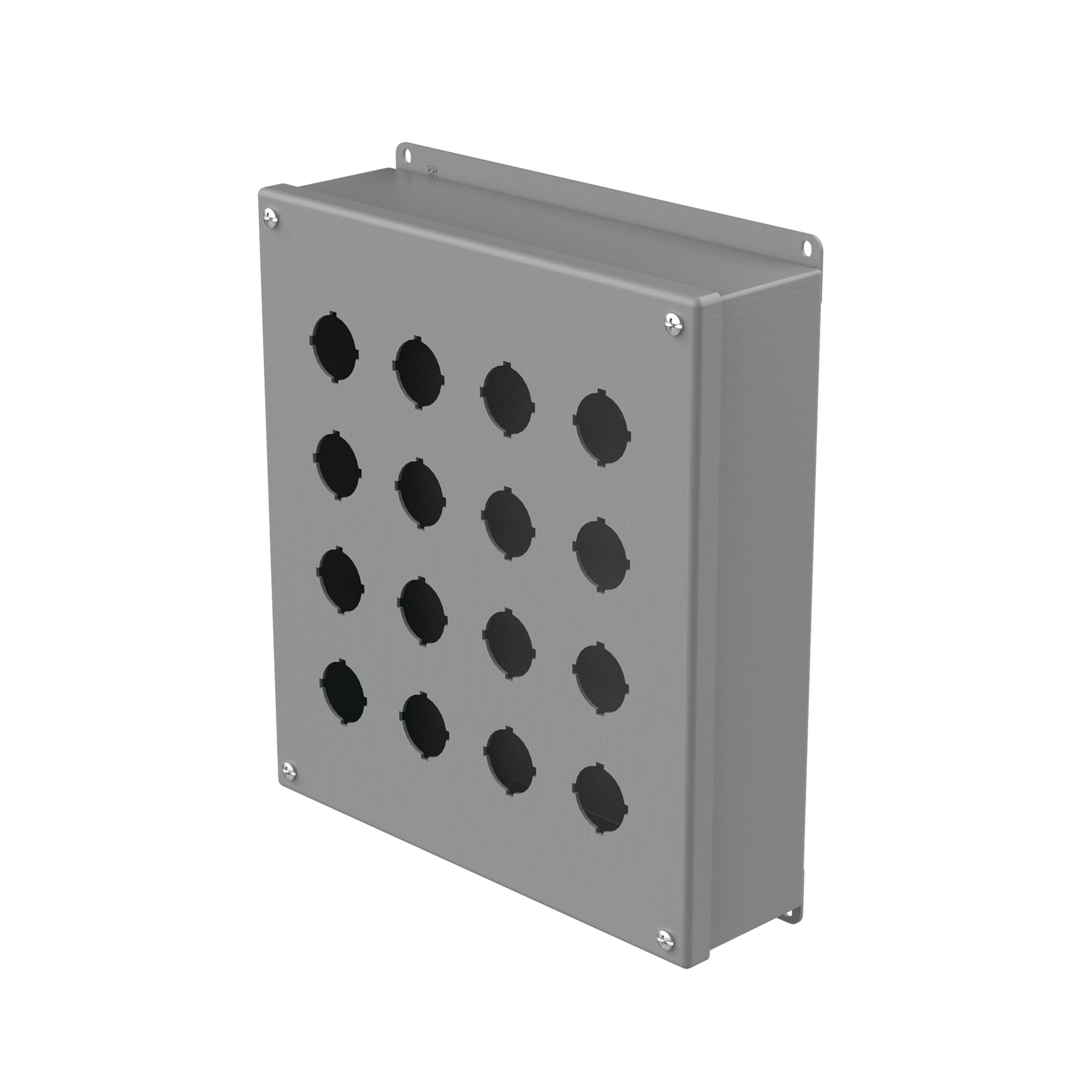 Pushbutton Enclosures Type 12, 16PBx30.5mm, Gray, Steel