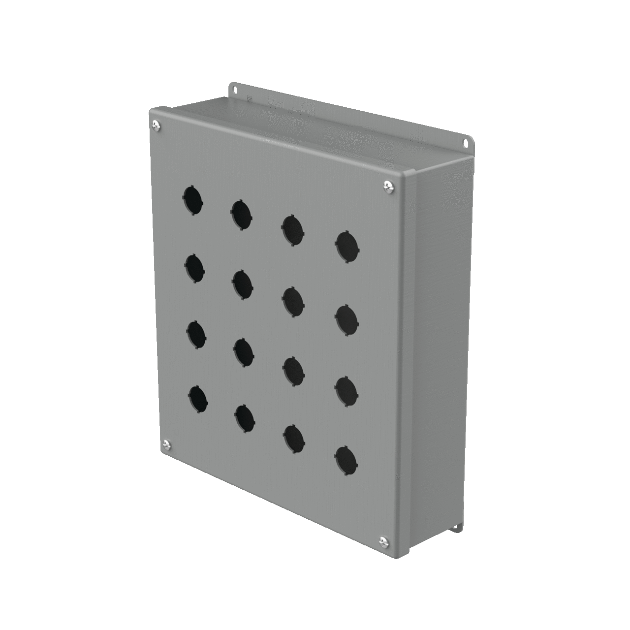 Pushbutton Enclosures Type 12, 16PBx22.5mm, Gray, Steel