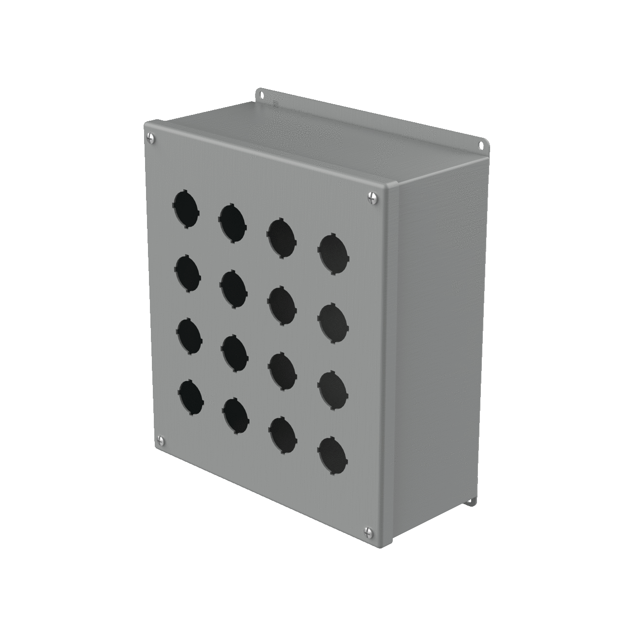 Extra-Deep Pushbutton Square Enclosure Type 12, 16PBx30.5mm, Gray, Steel