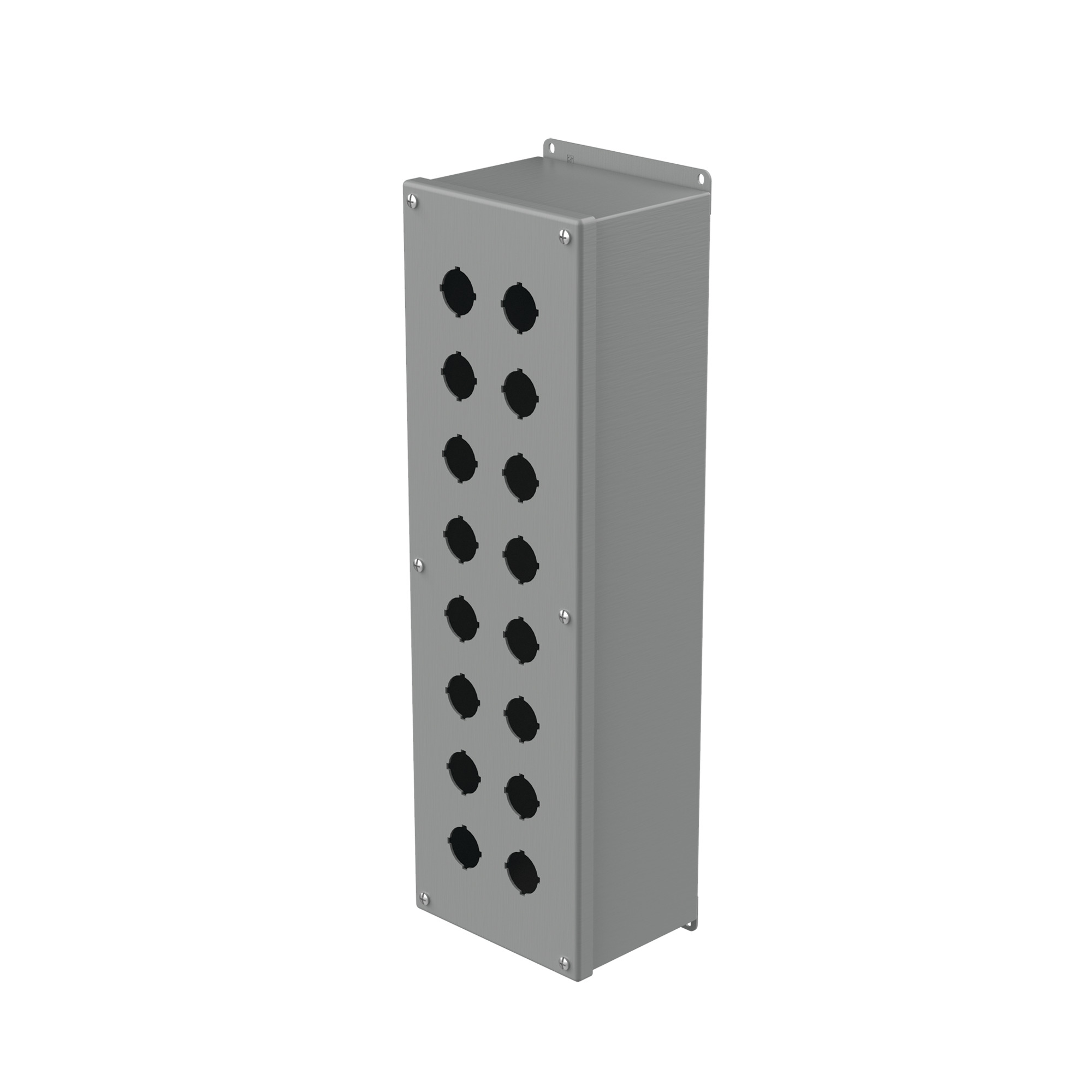 Extra-Deep Pushbutton Portrait Enclosure Type 12, 16PBx30.5mm, Gray, Steel