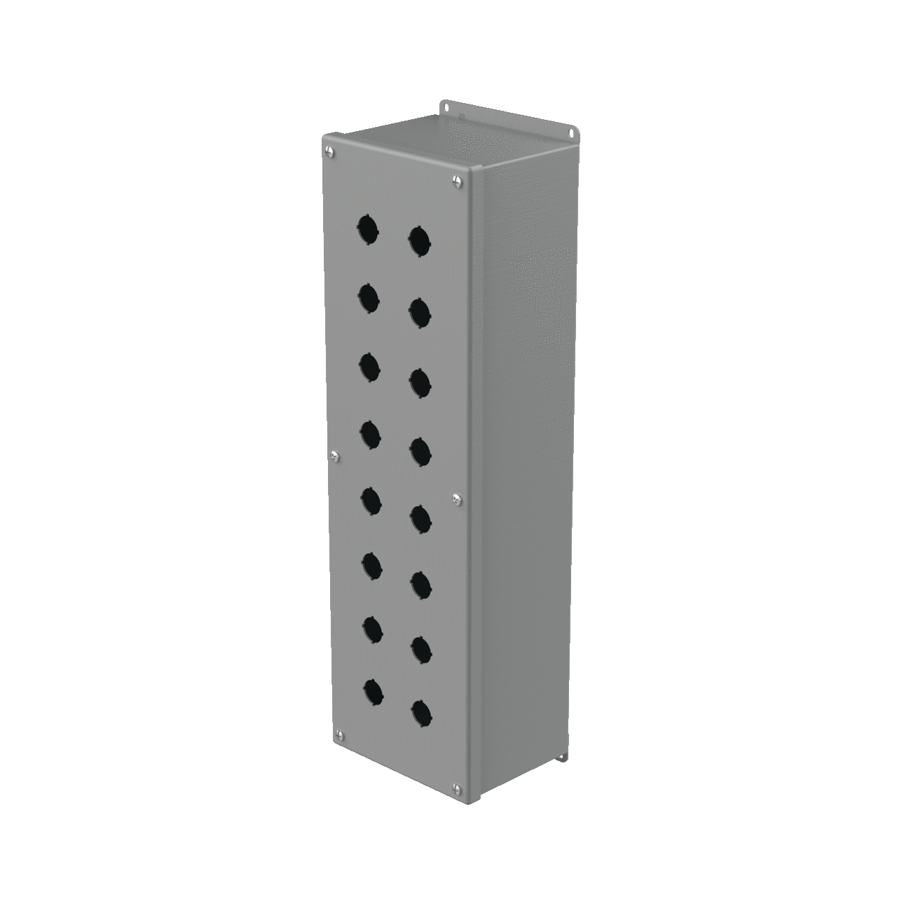 Extra-Deep Pushbutton Portrait Enclosure Type 12, 16PBx22.5mm, Gray, Steel