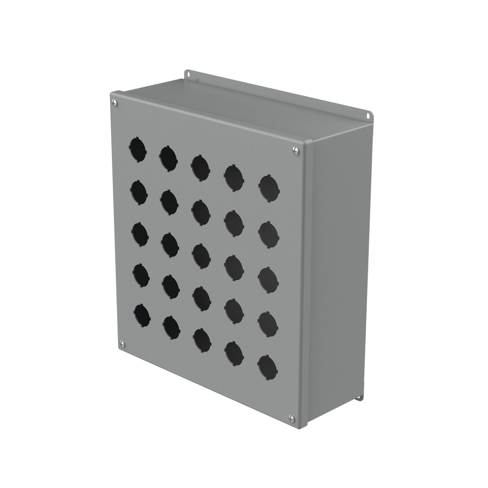 Extra-Deep Pushbutton Enclosure Type 12, 25PBx30.5mm, Gray, Steel