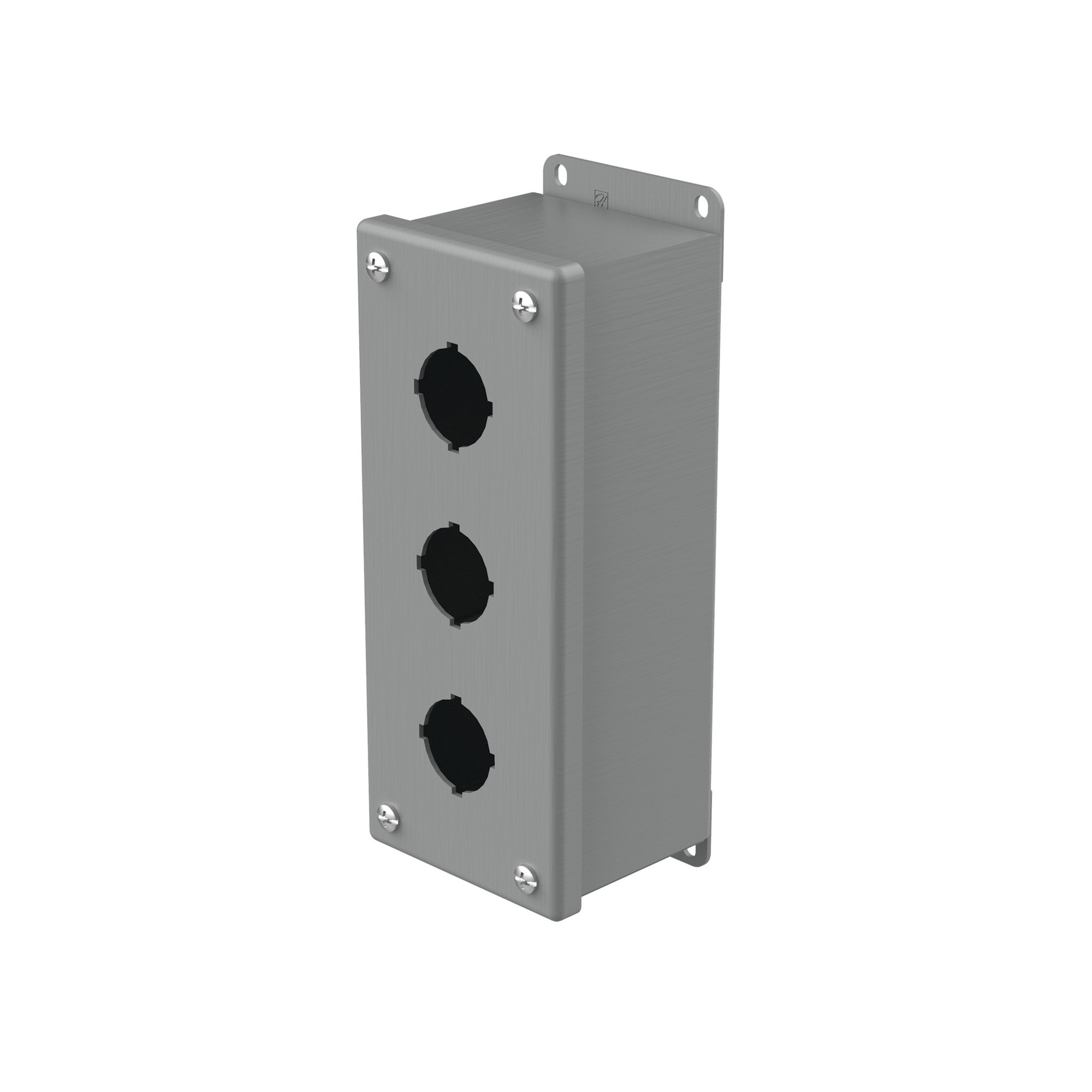 Pushbutton Enclosures Type 12, 3PBx30.5mm, Gray, Steel